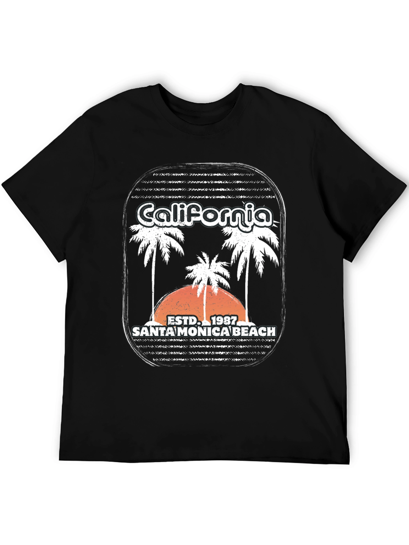 California Santa Monica Beach 1987 Black T-Shirt