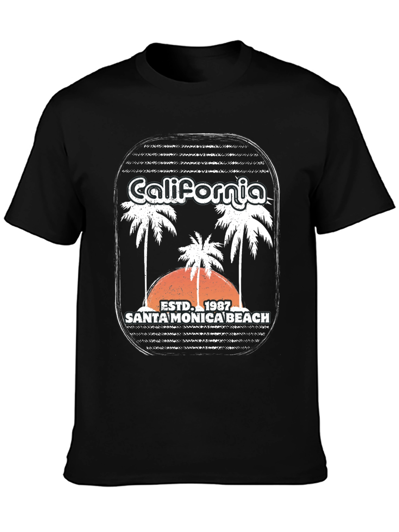 California Santa Monica Beach 1987 Black T-Shirt