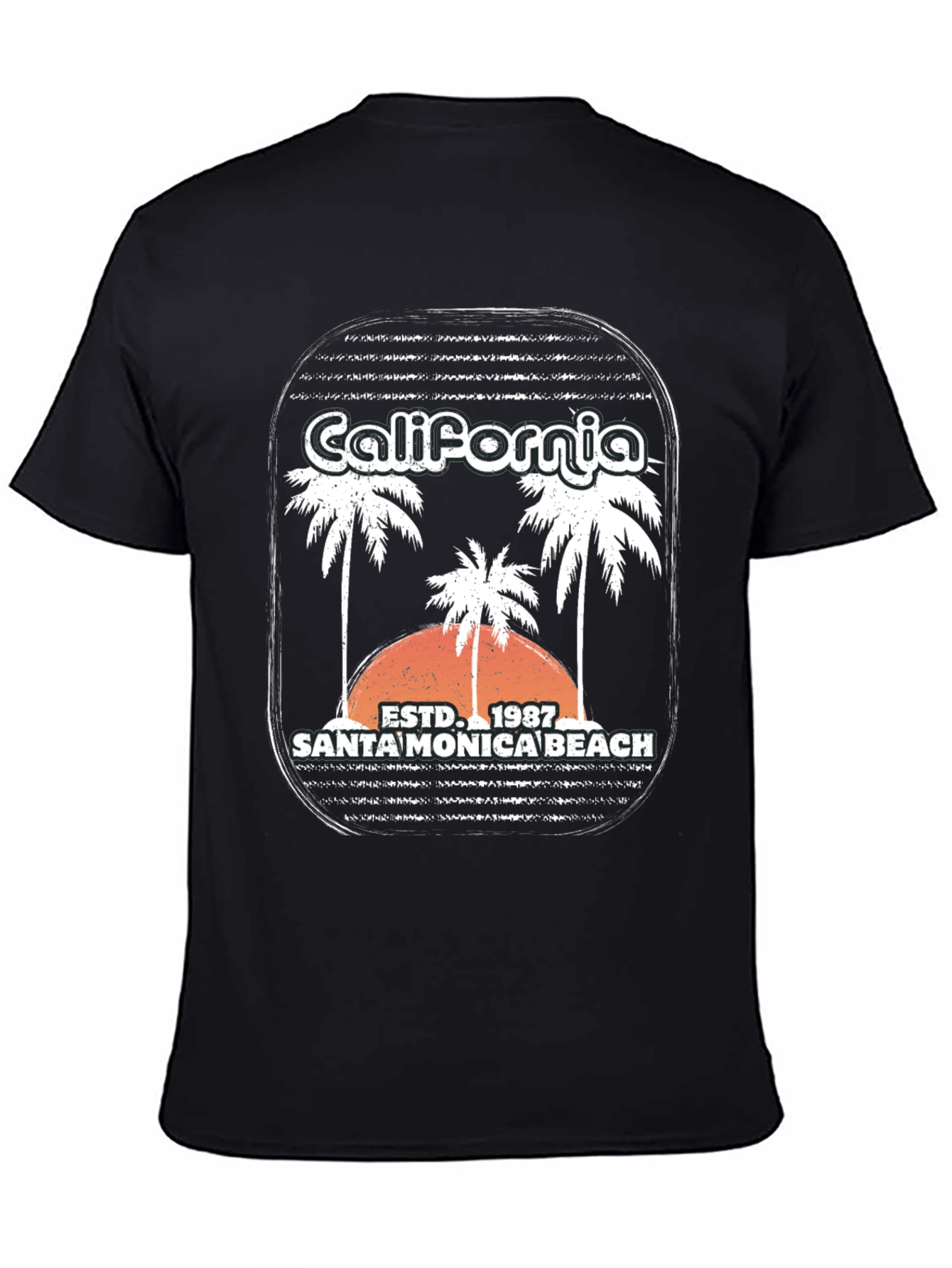 California Santa Monica Beach 1987 Black T-Shirt