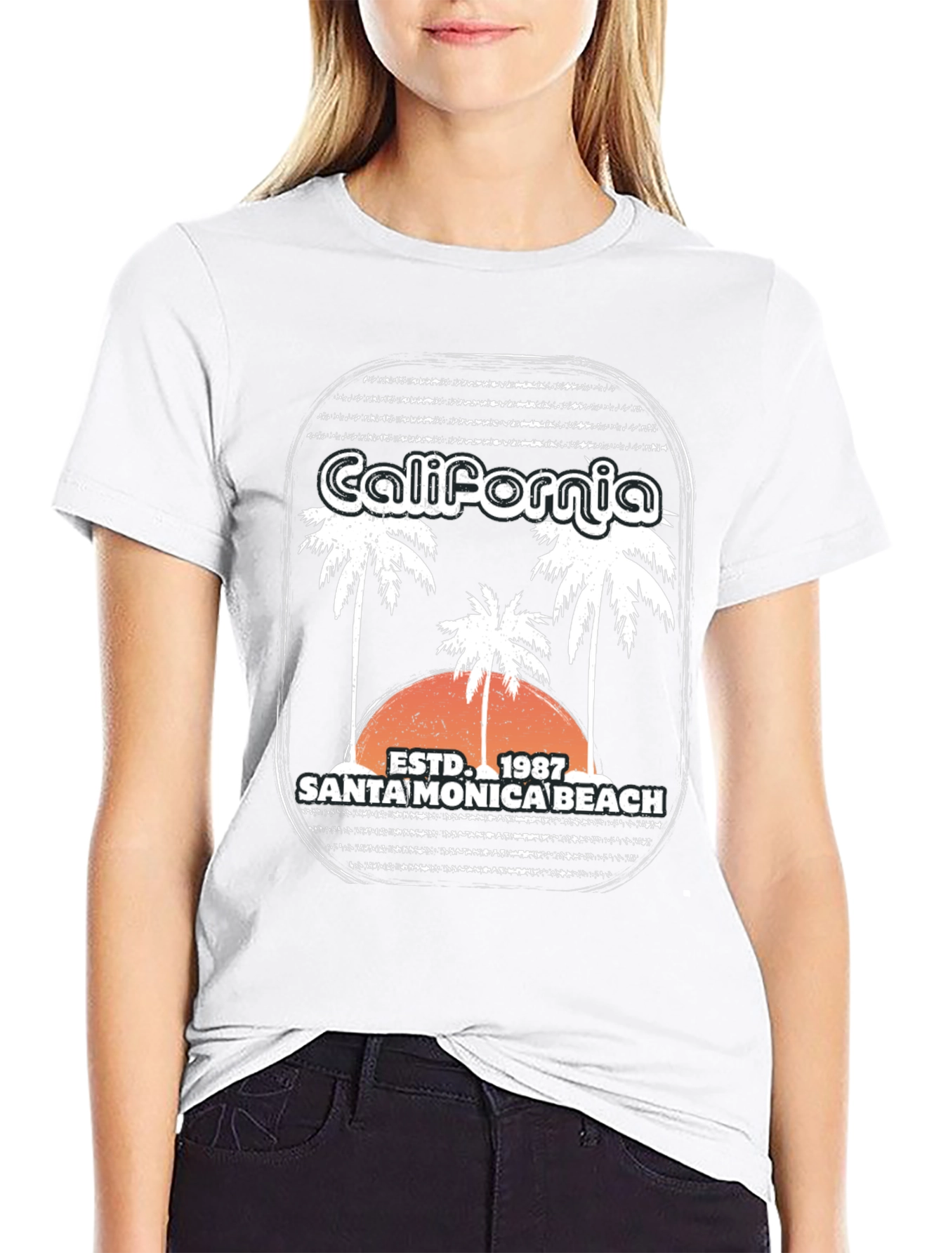 California Santa Monica Beach 1987 Black T-Shirt