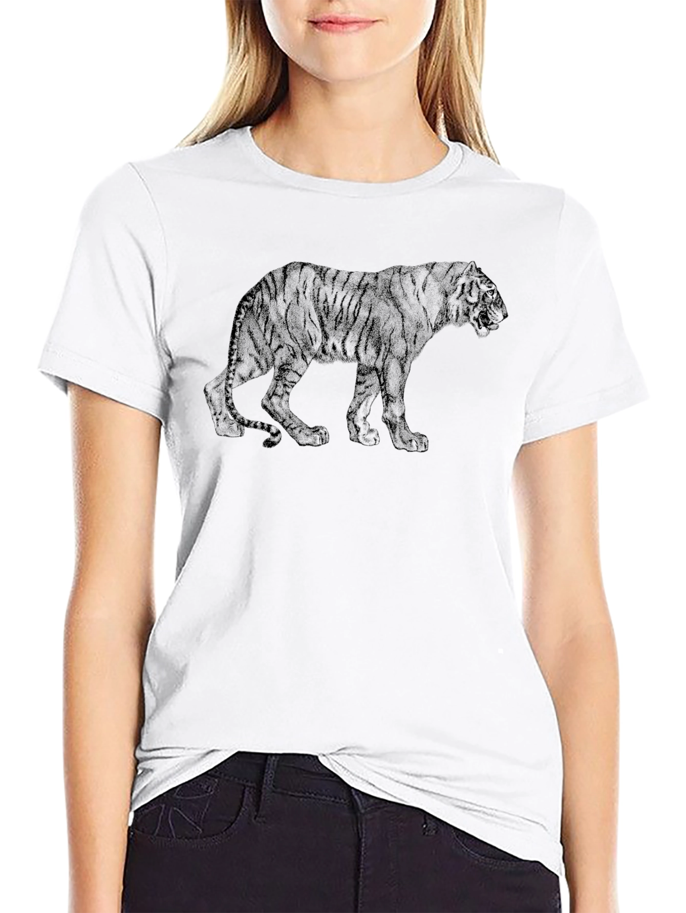 Mens Black Tiger Graphic Tee