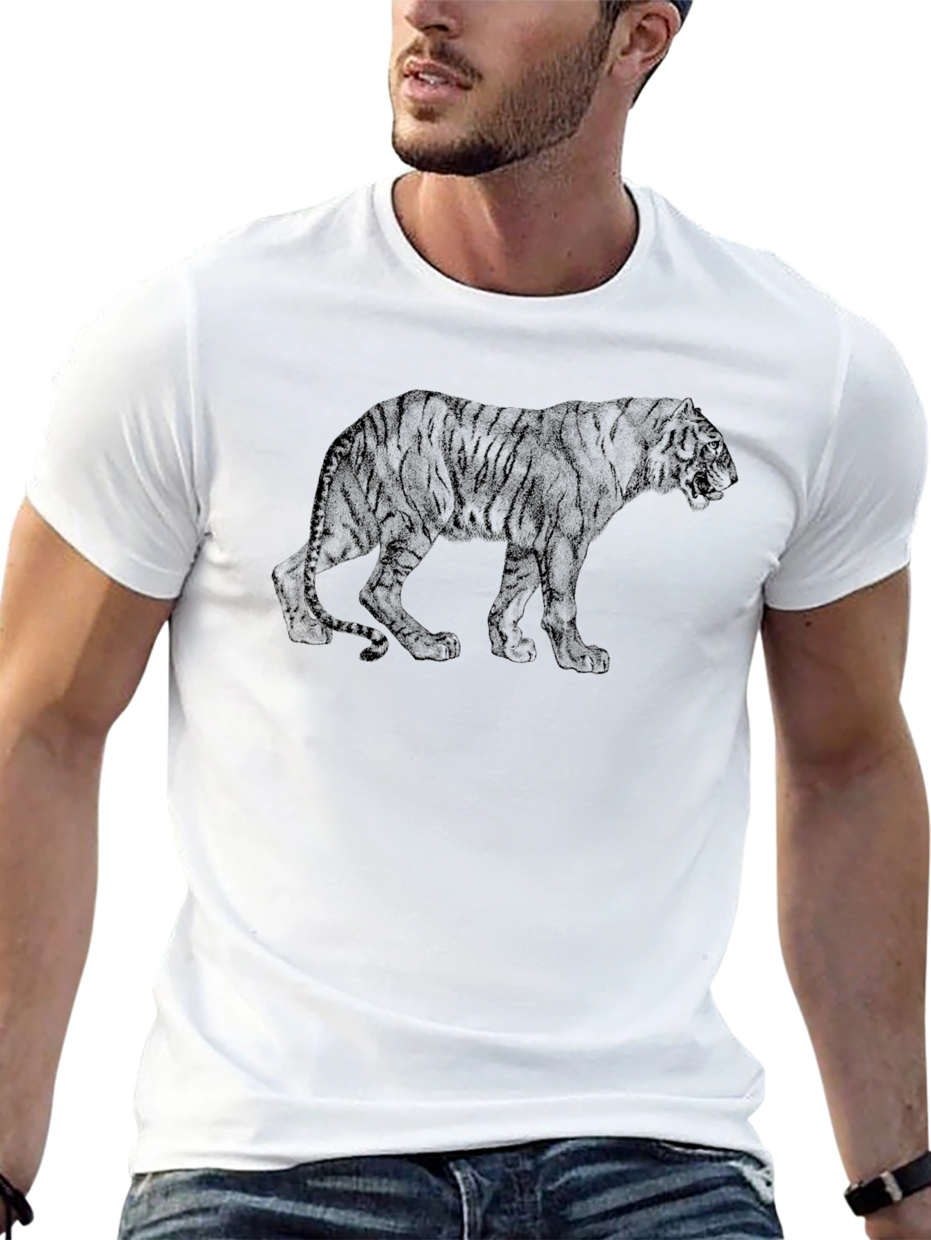 Mens Black Tiger Graphic Tee