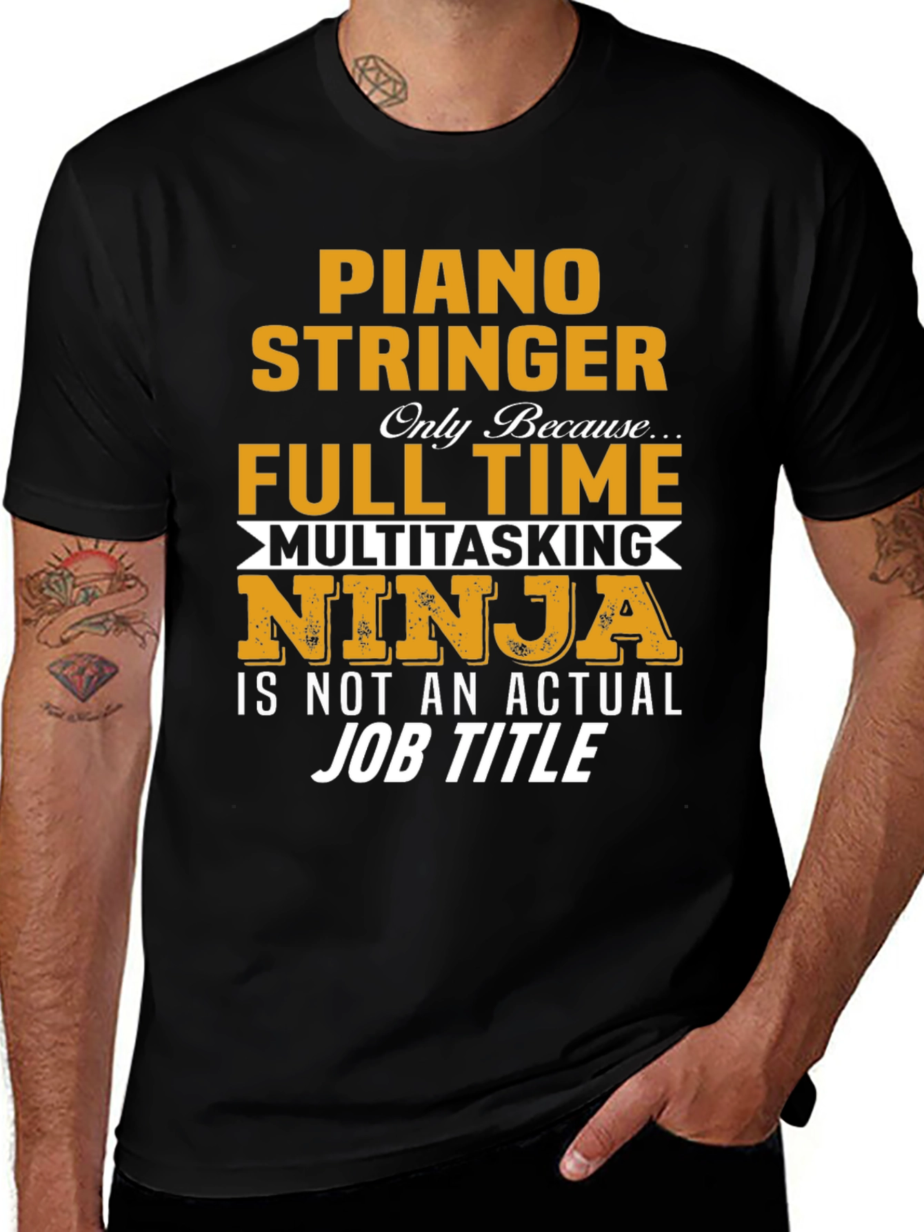 Piano Stringer Full Time Ninja T-Shirt