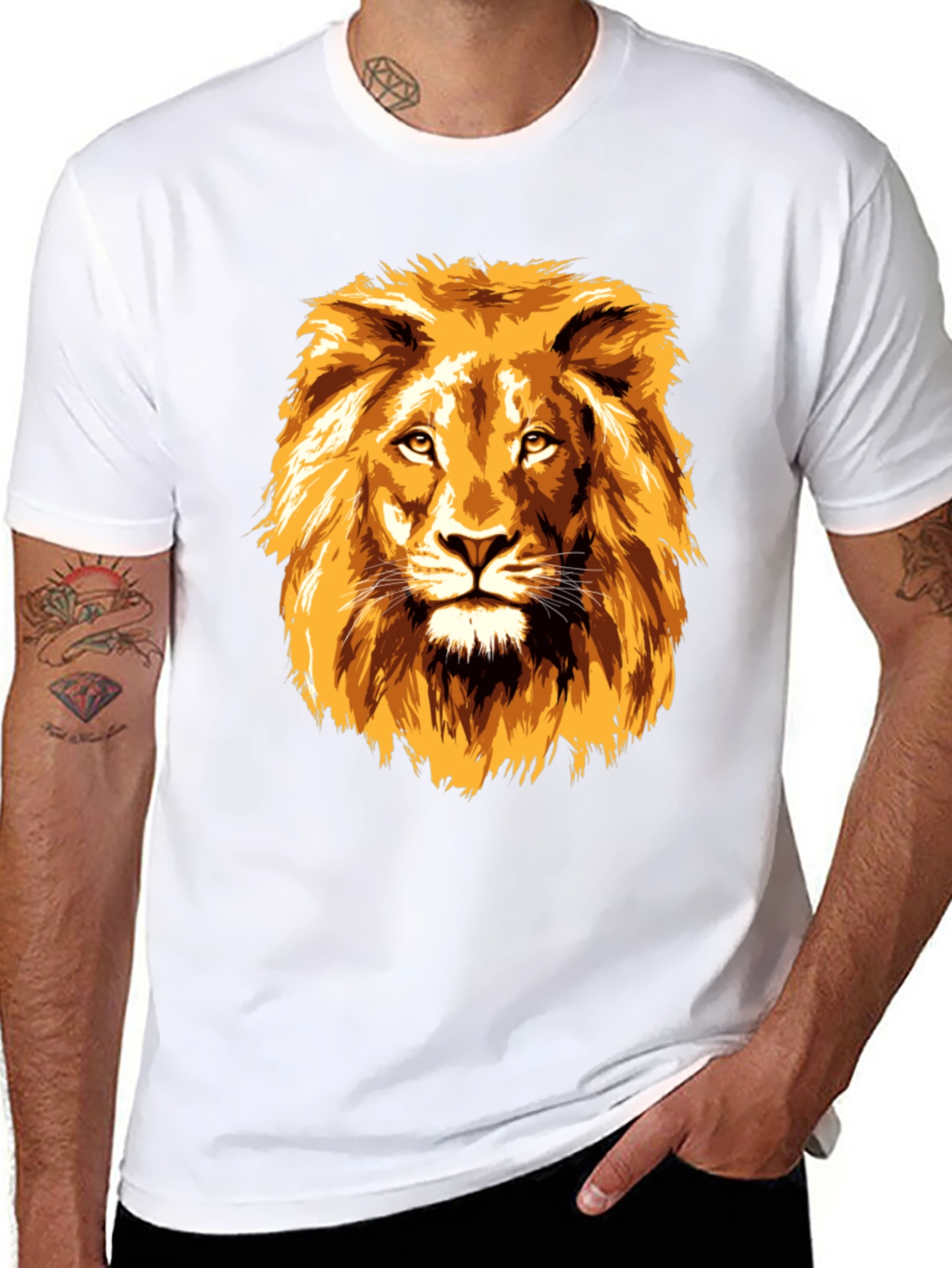 Lion Graphic Print Black T-Shirt