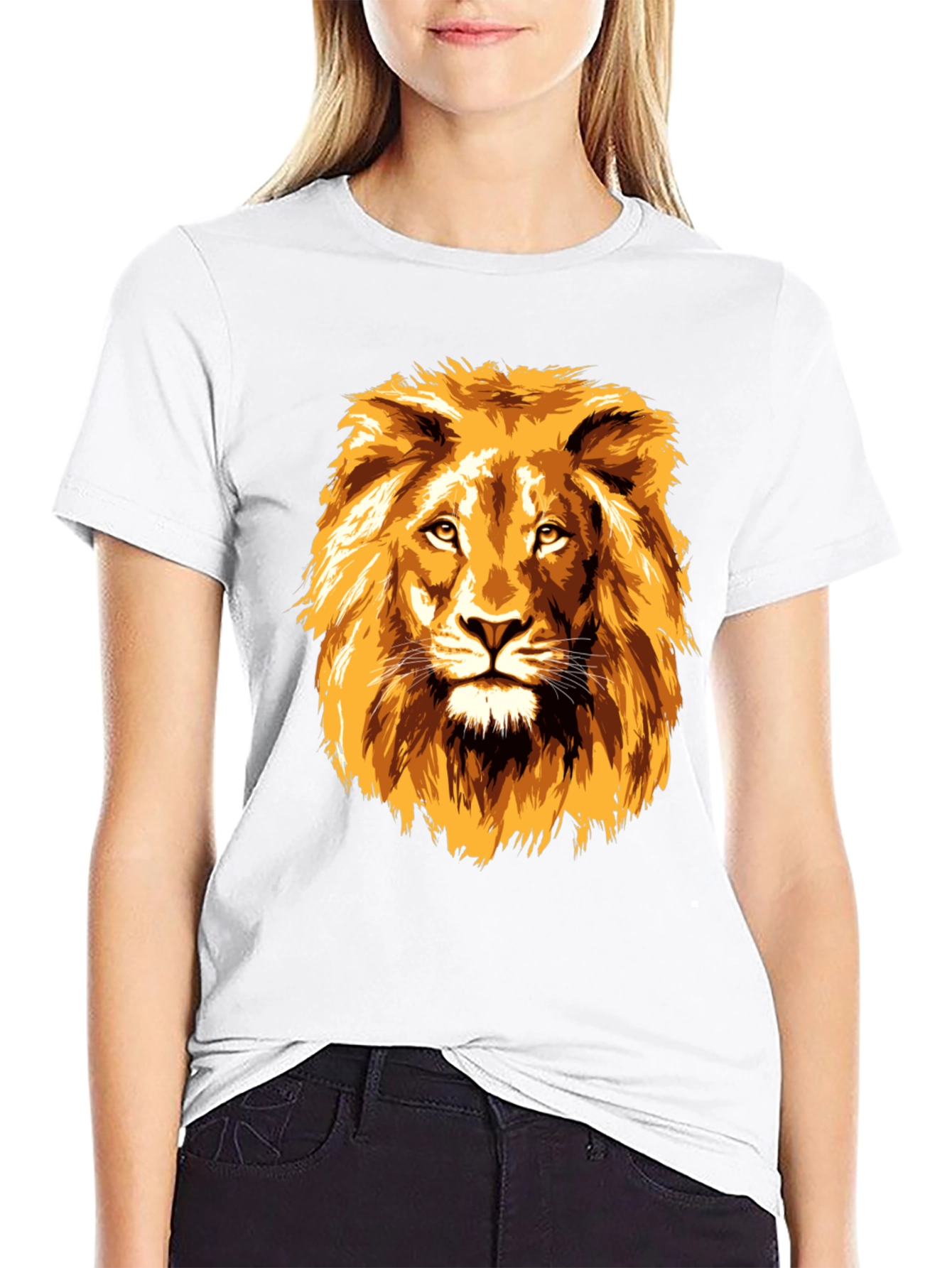 Lion Graphic Print Black T-Shirt