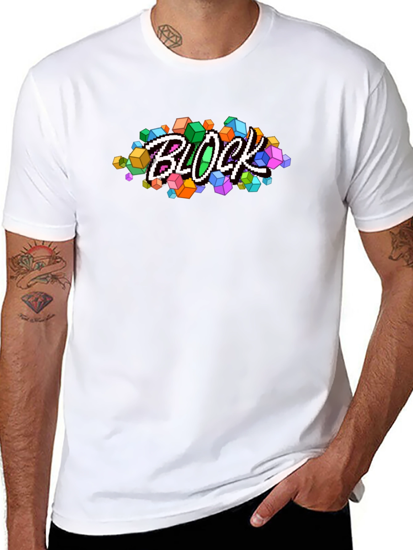 Pixel Block T-Shirt - Retro Gaming Style