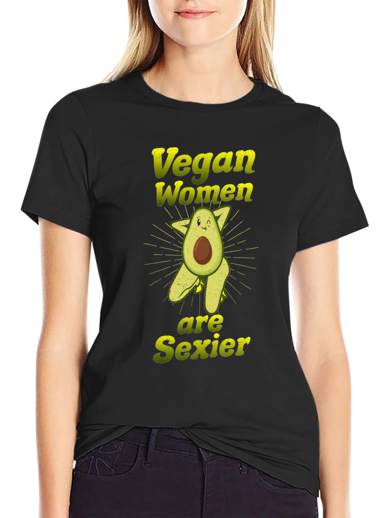 Vegan Women Sexier Avocado Graphic T-Shirt