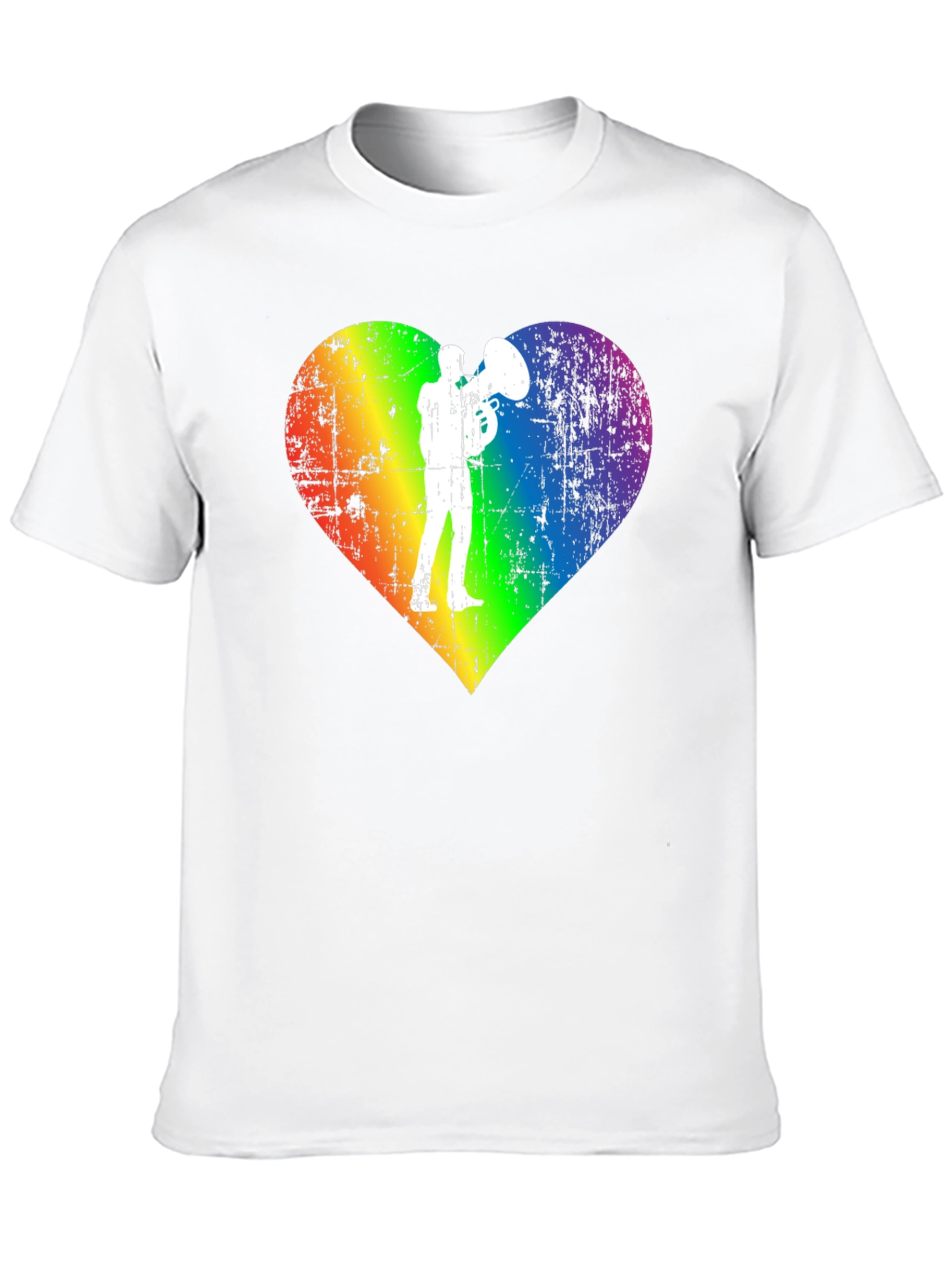 Rainbow Heart Tuba Player Black T-Shirt