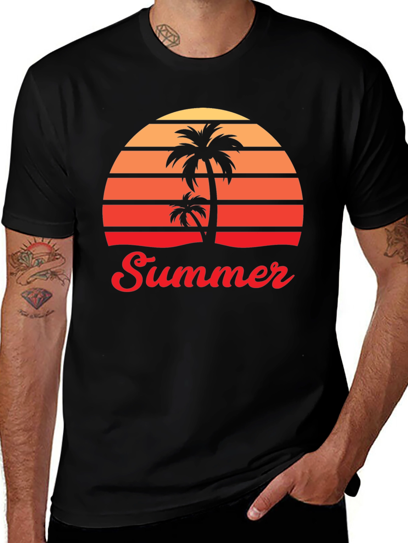 Retro Summer Palm Tree Graphic T-Shirt