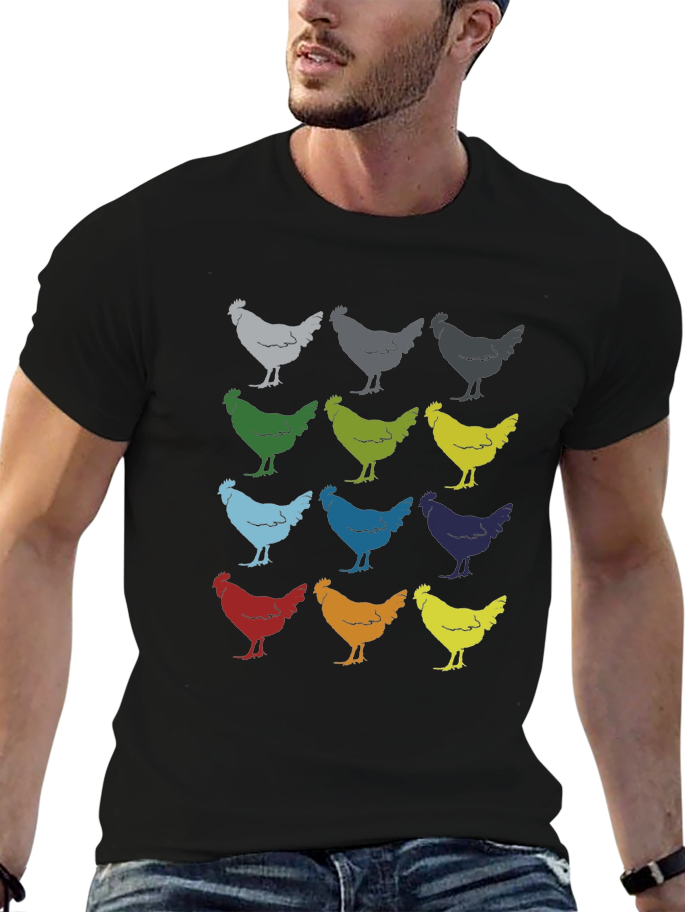 Chicken Print T-Shirt - Quirky Hen Design Tee