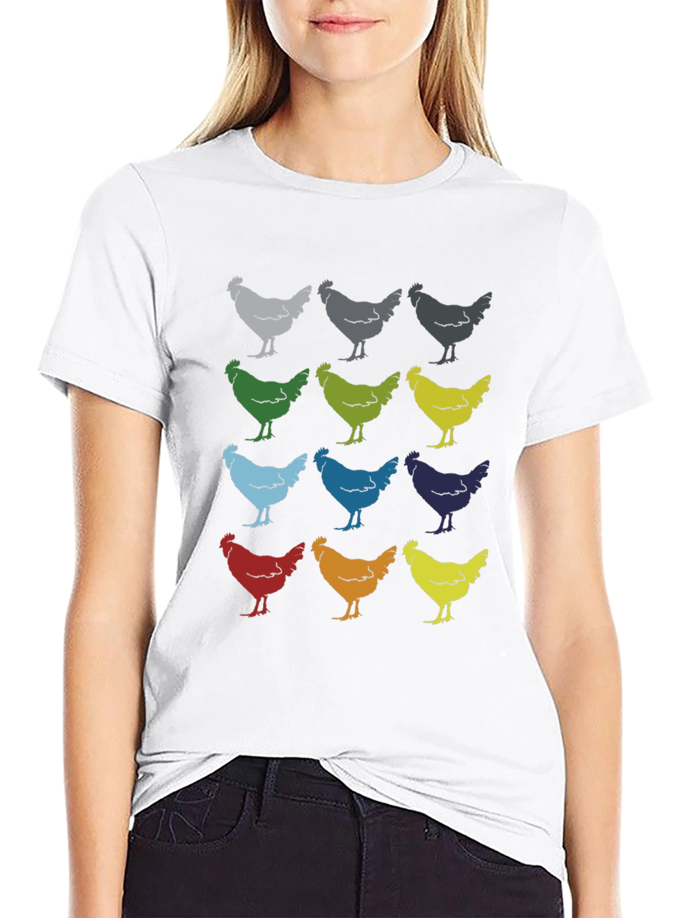 Chicken Print T-Shirt - Quirky Hen Design Tee
