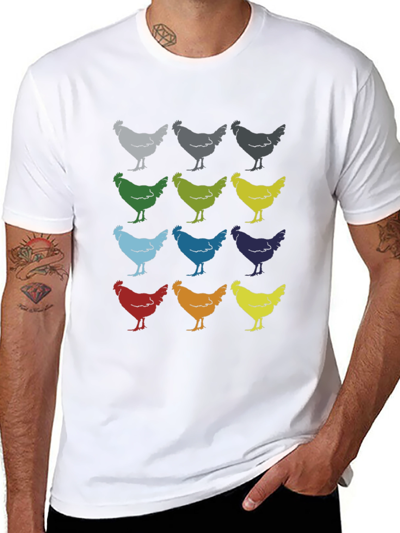 Chicken Print T-Shirt - Quirky Hen Design Tee