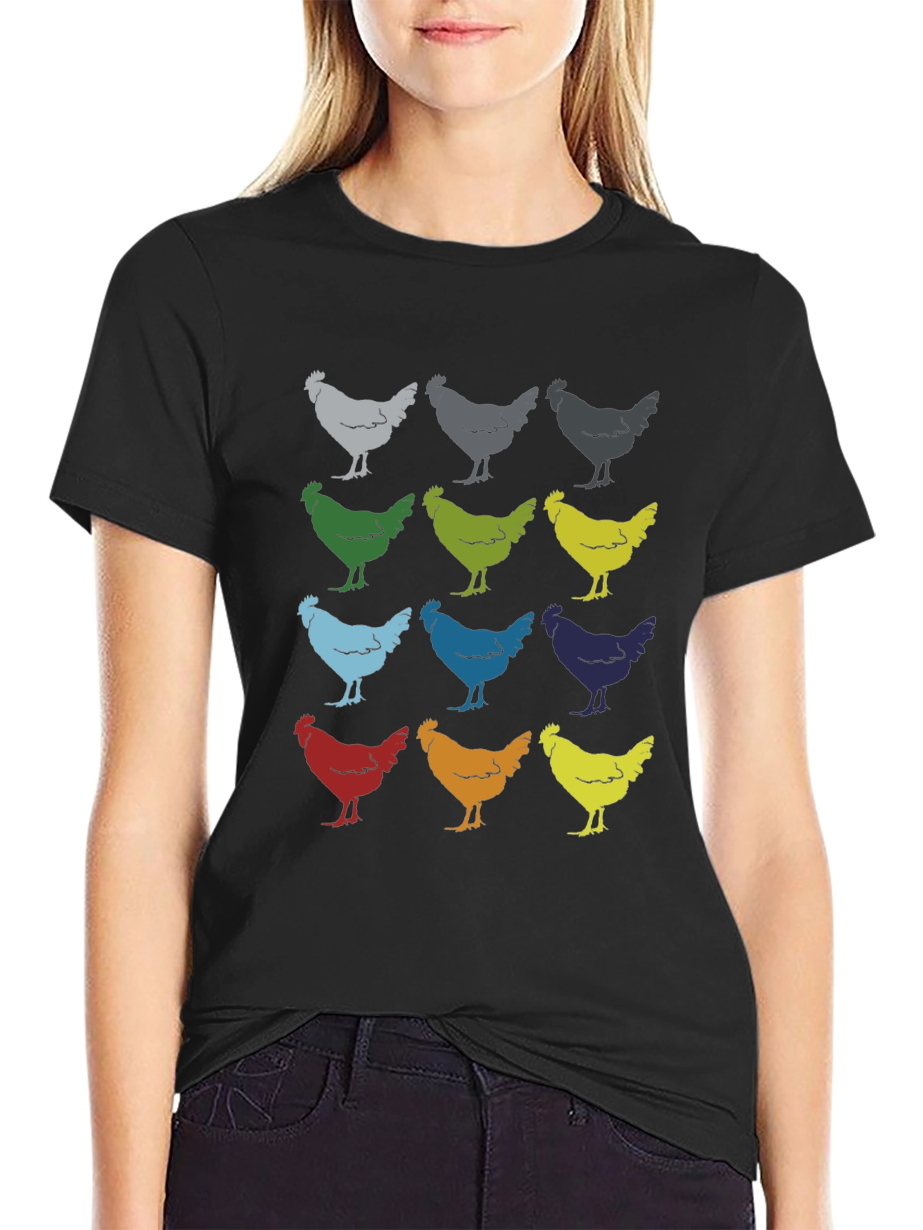 Chicken Print T-Shirt - Quirky Hen Design Tee