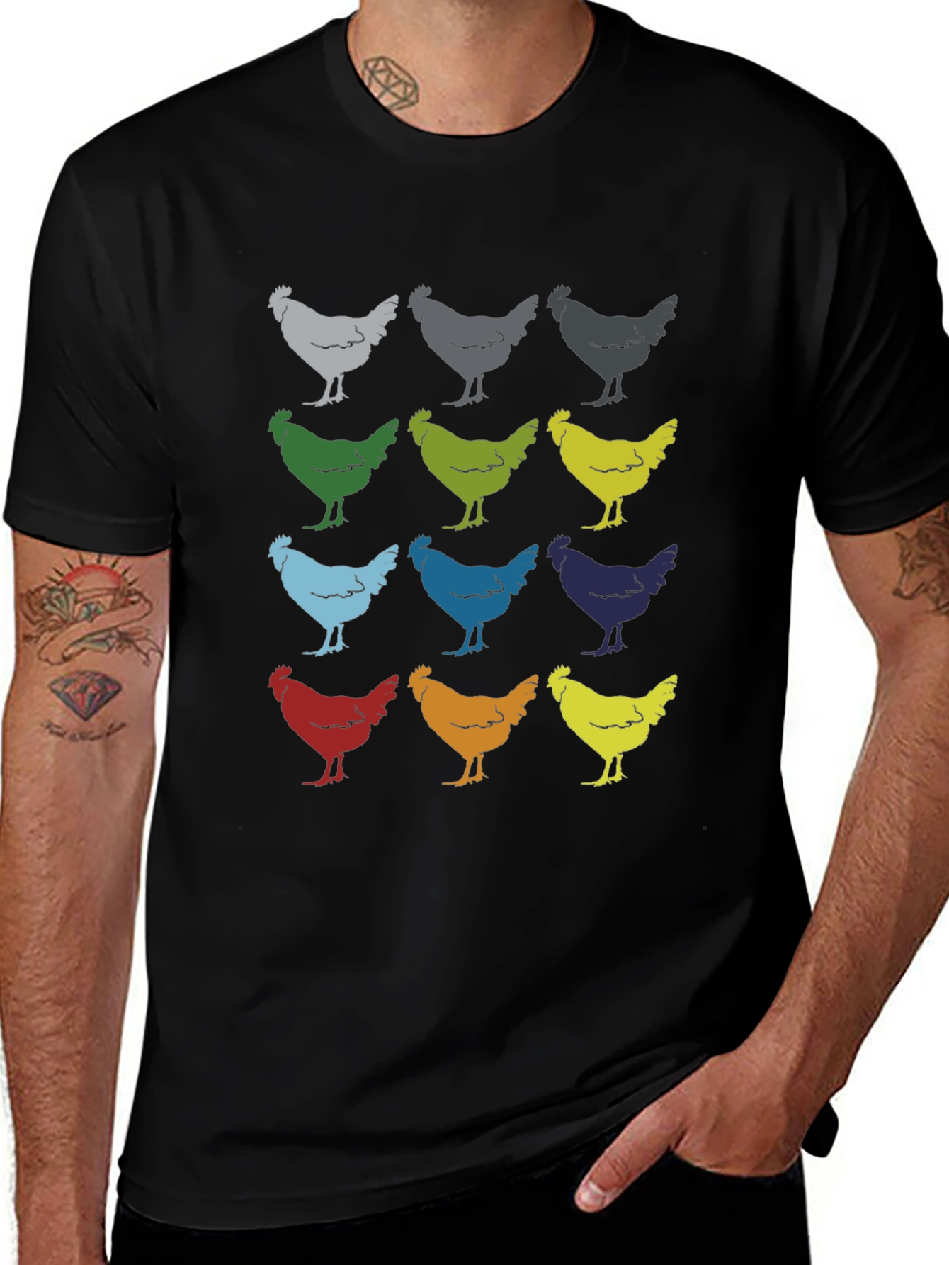 Chicken Print T-Shirt - Quirky Hen Design Tee