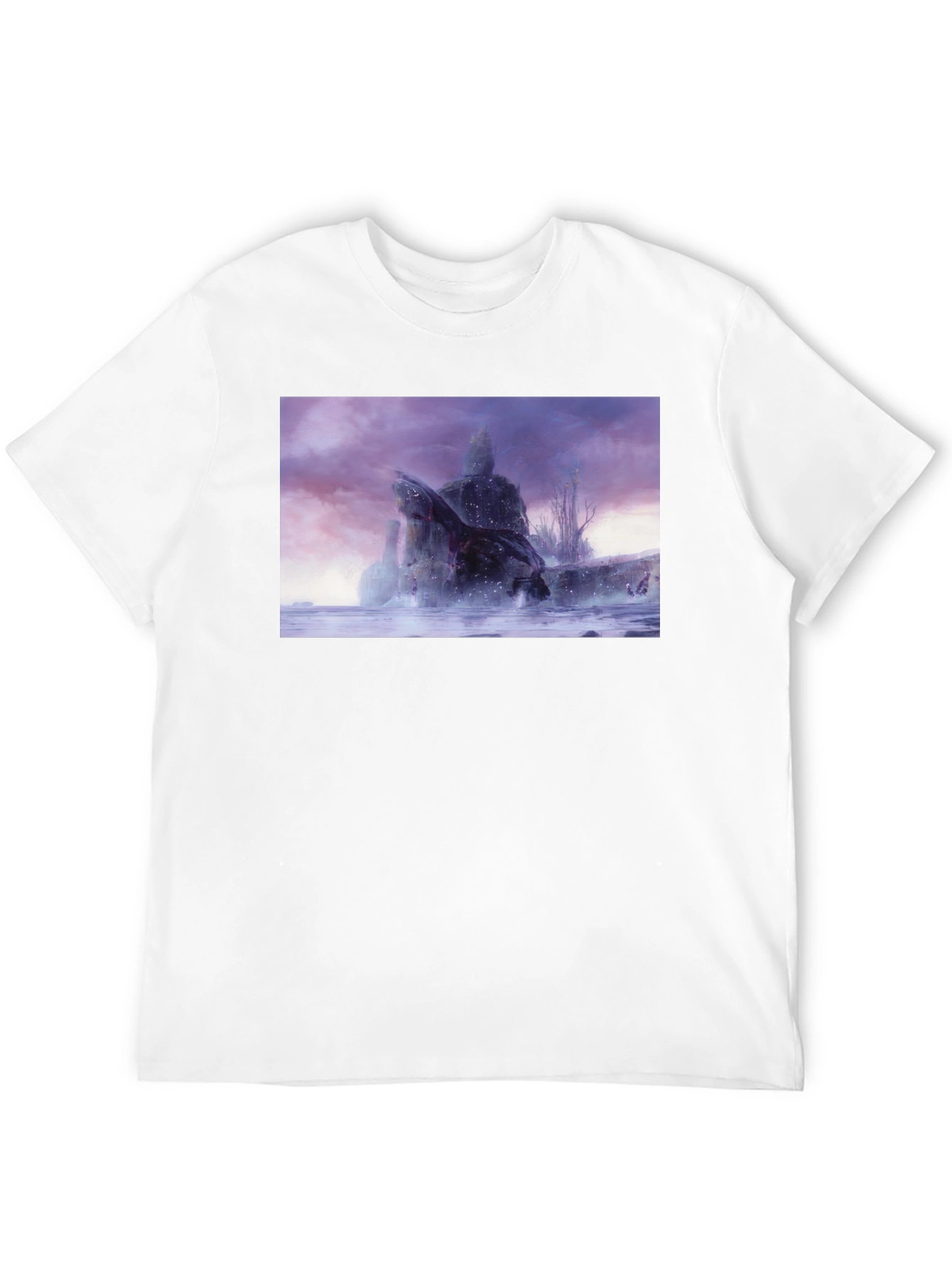 Black T-Shirt with Snowy Landscape Graphic