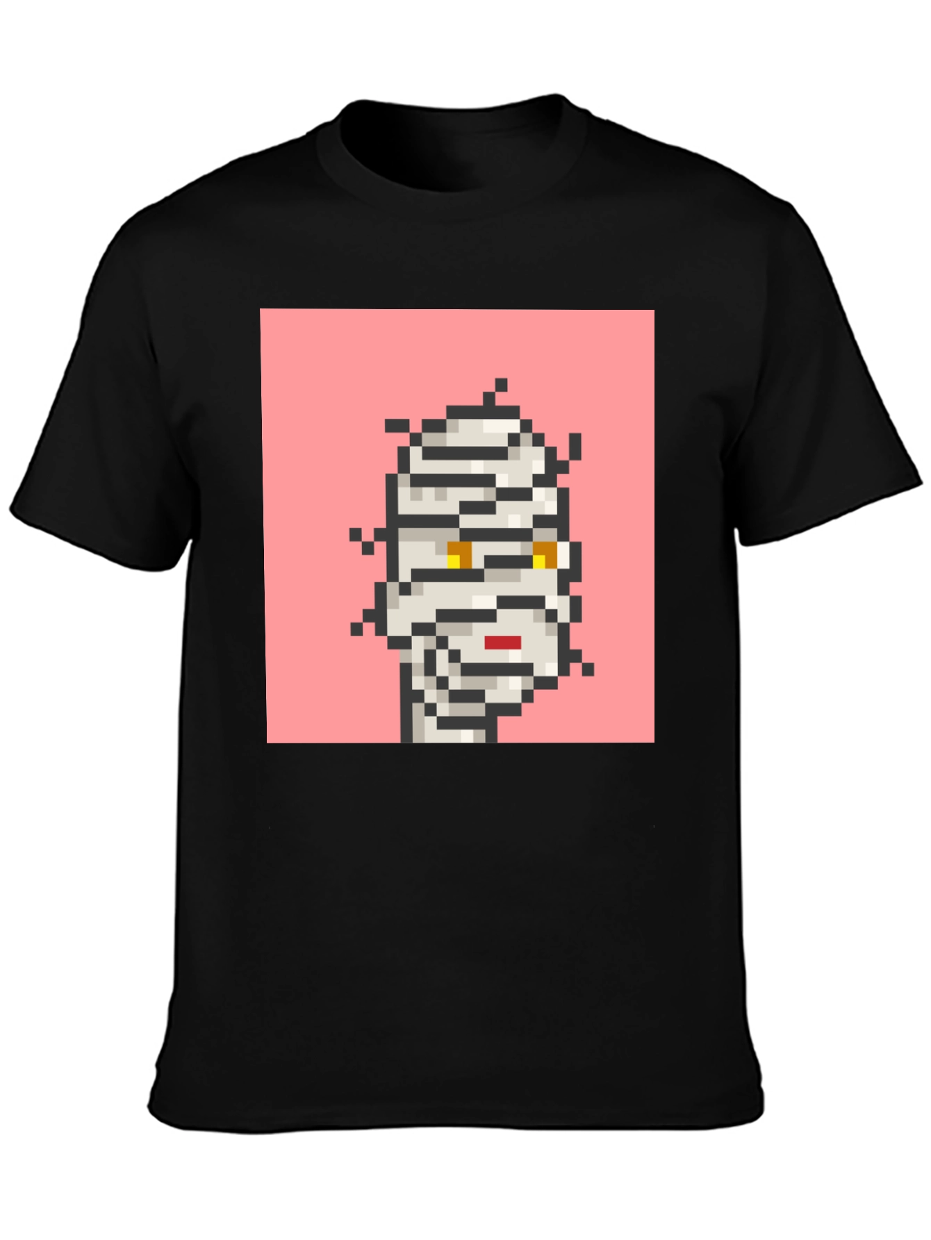 Pixelated Mummy Graphic Black T-Shirt