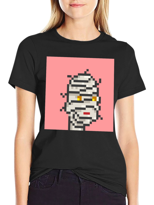 Pixelated Mummy Graphic Black T-Shirt