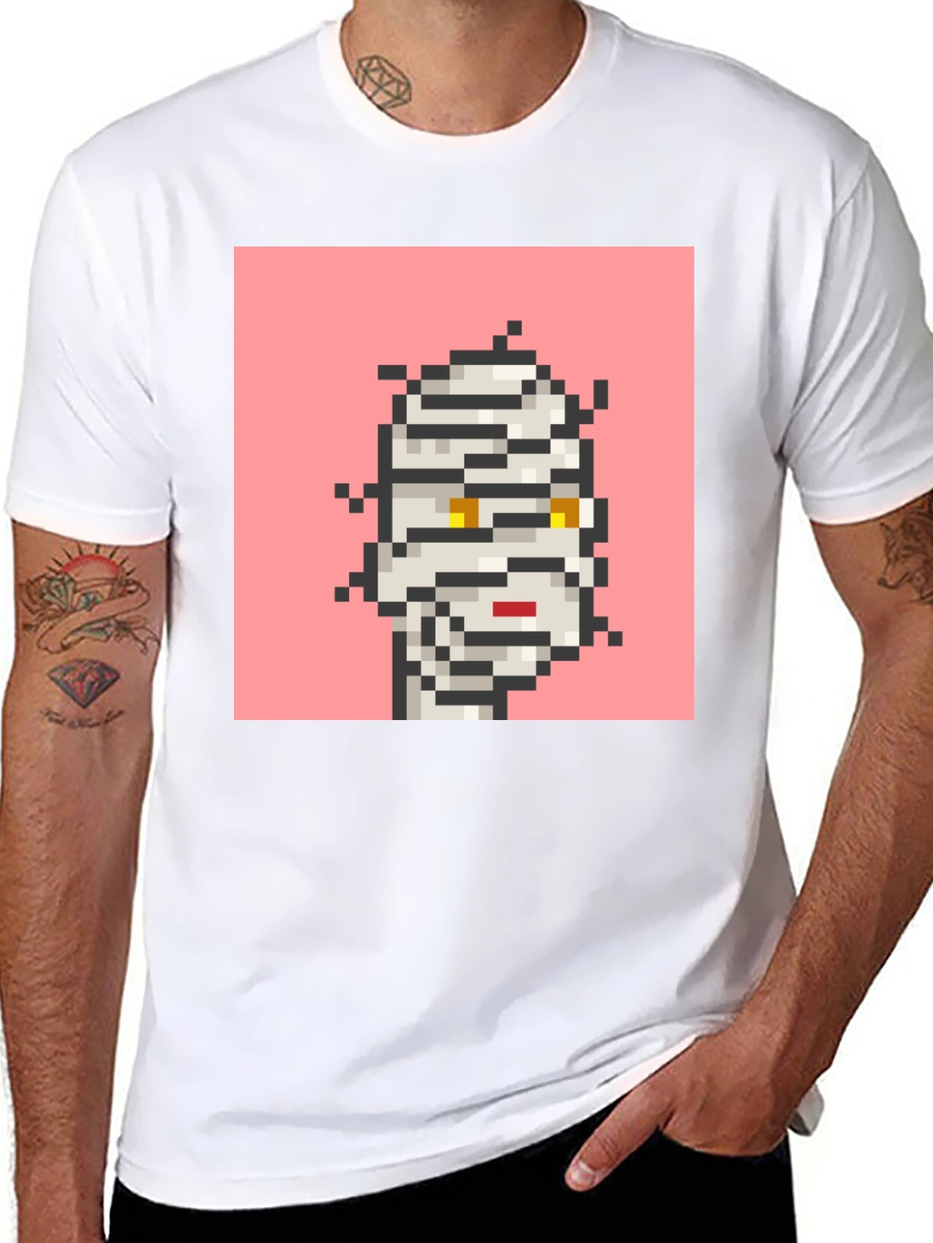 Pixelated Mummy Graphic Black T-Shirt