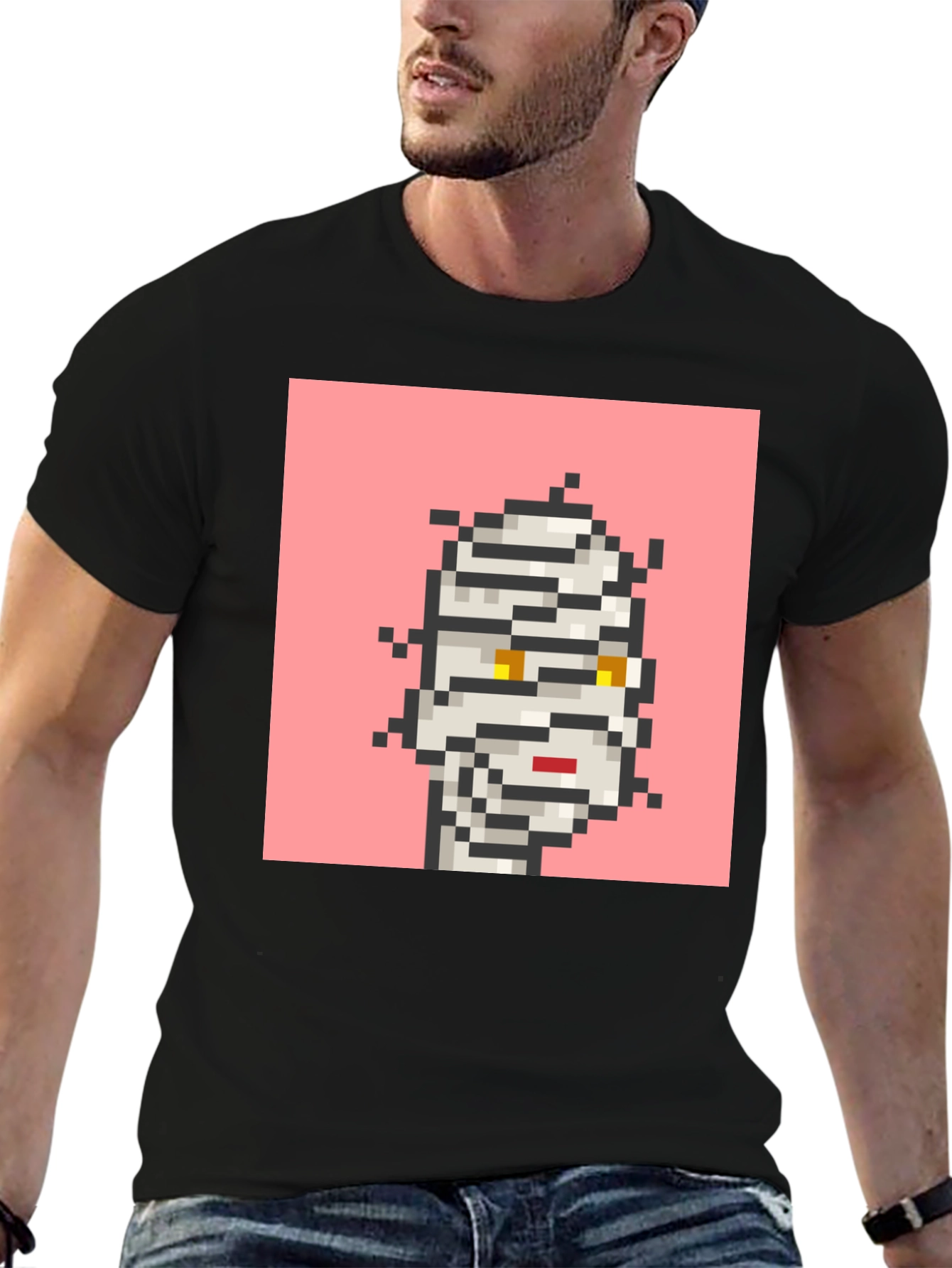 Pixelated Mummy Graphic Black T-Shirt