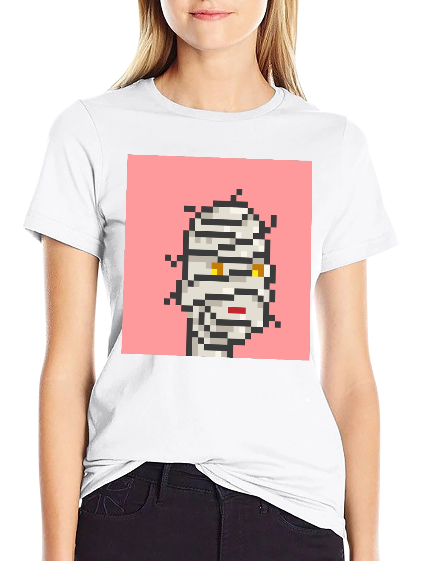 Pixelated Mummy Graphic Black T-Shirt