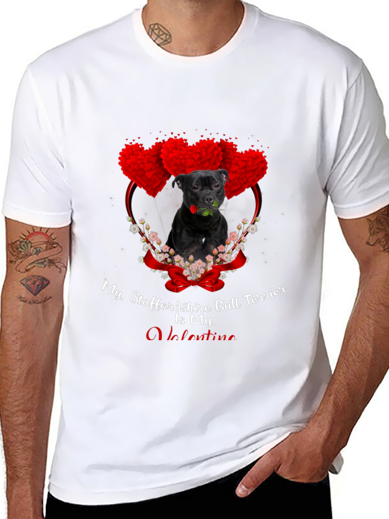 Staffordshire Bull Terrier Valentine T-Shirt