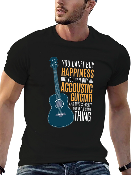 Acoustic Guitar Happiness Black T-Shirt