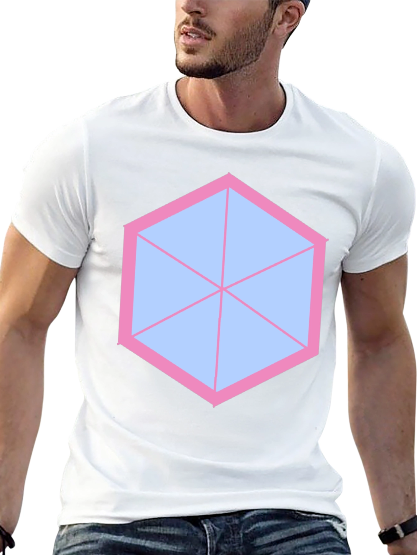 Geometric Graphic Tee - Modern Hexagon Design