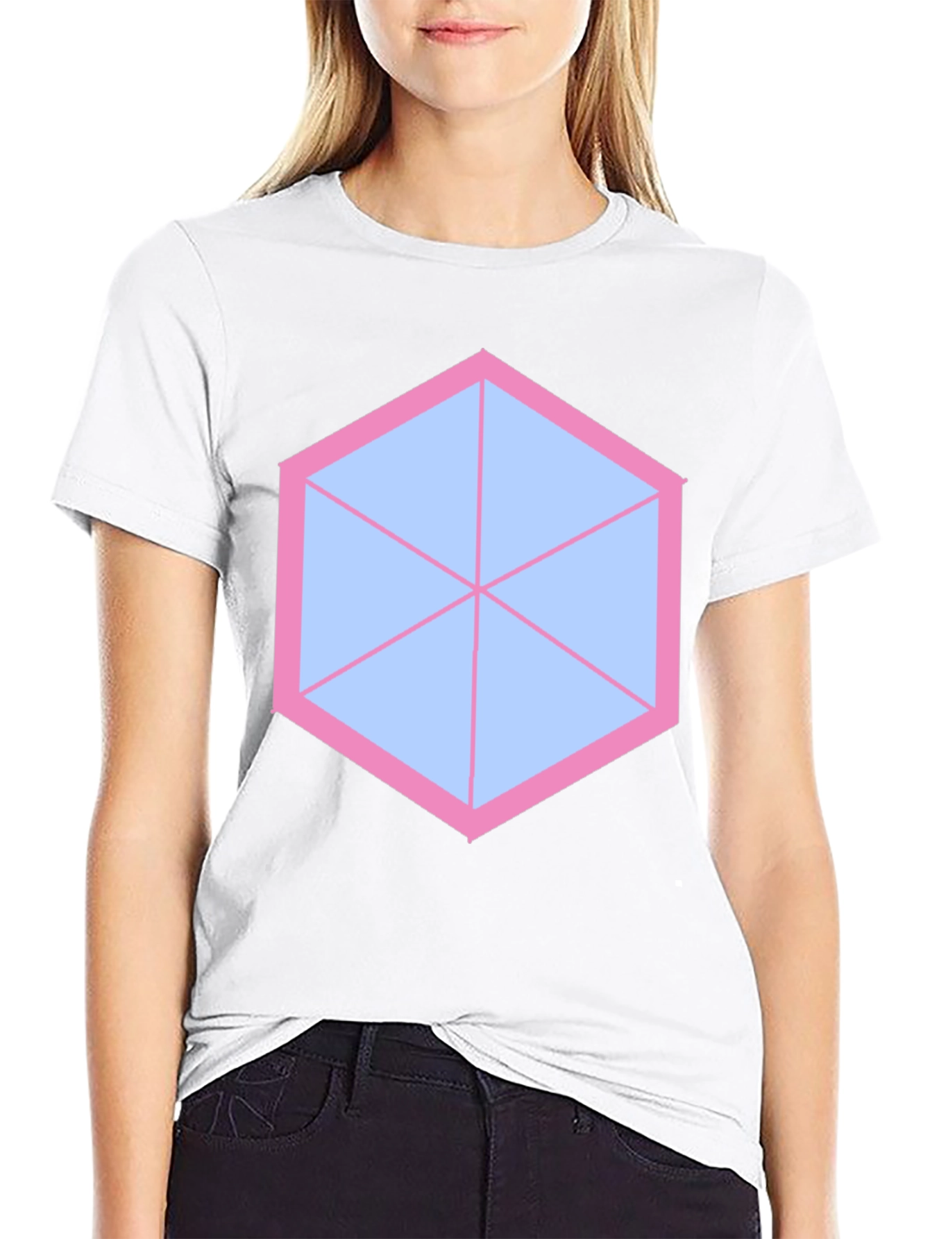 Geometric Graphic Tee - Modern Hexagon Design