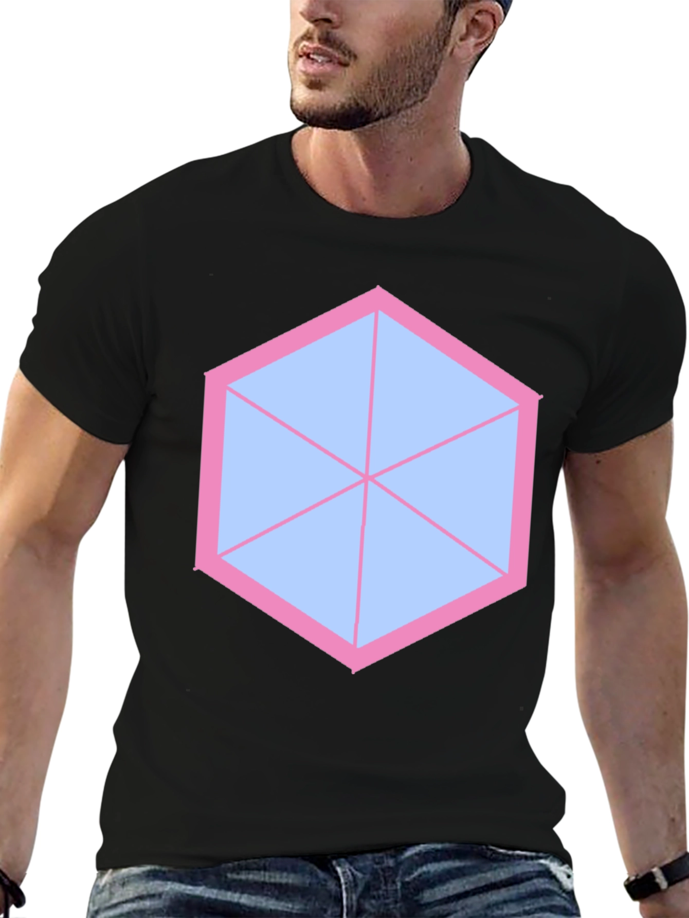 Geometric Graphic Tee - Modern Hexagon Design