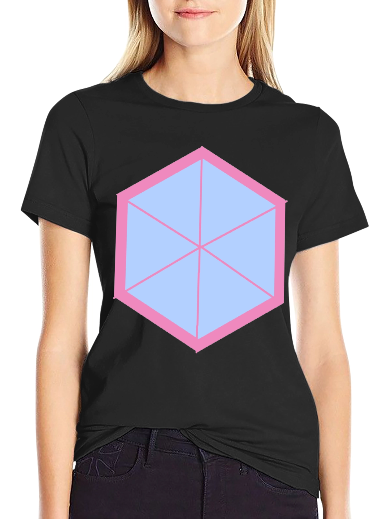 Geometric Graphic Tee - Modern Hexagon Design