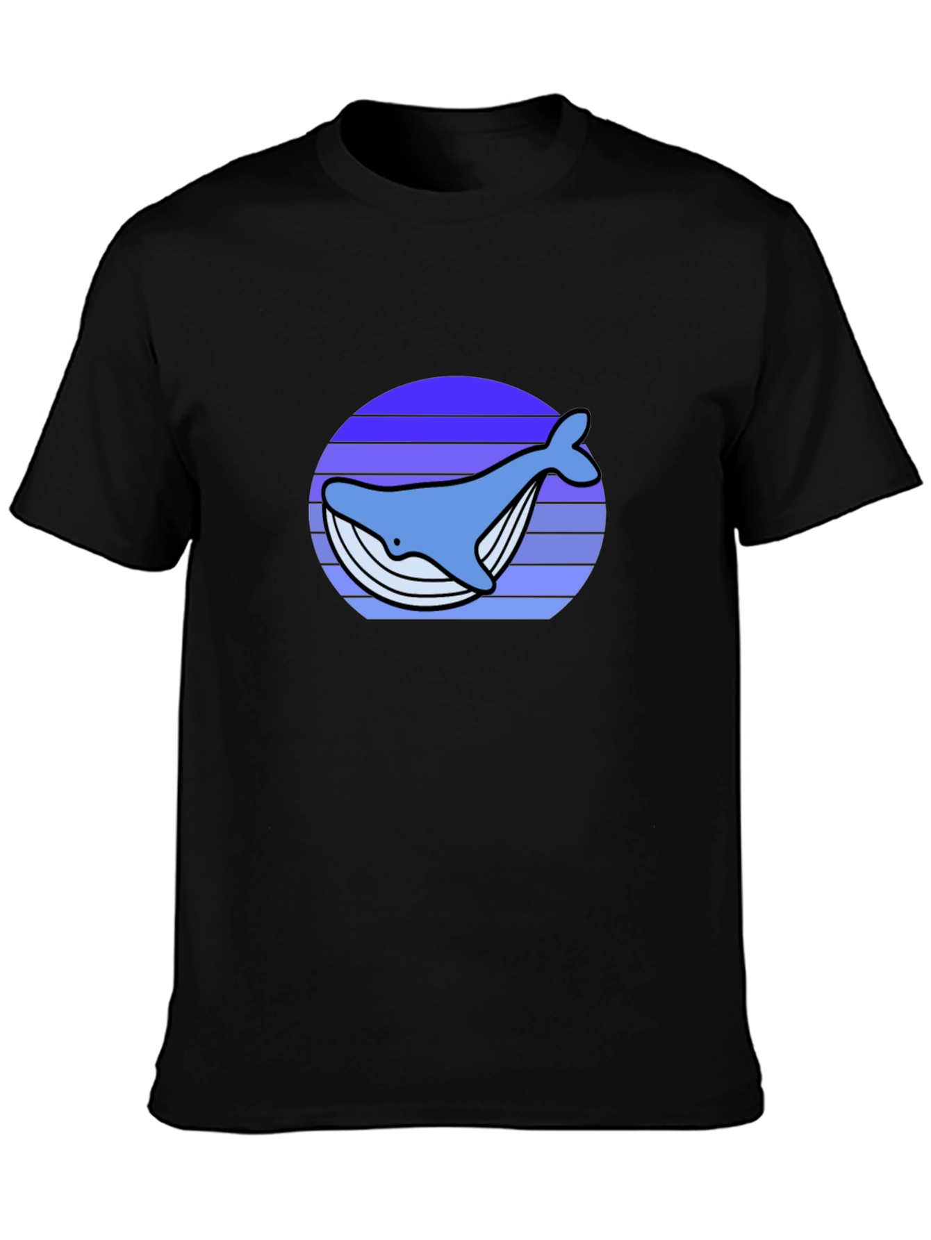 Whale Sunset Graphic Tee - Black Cotton T-Shirt