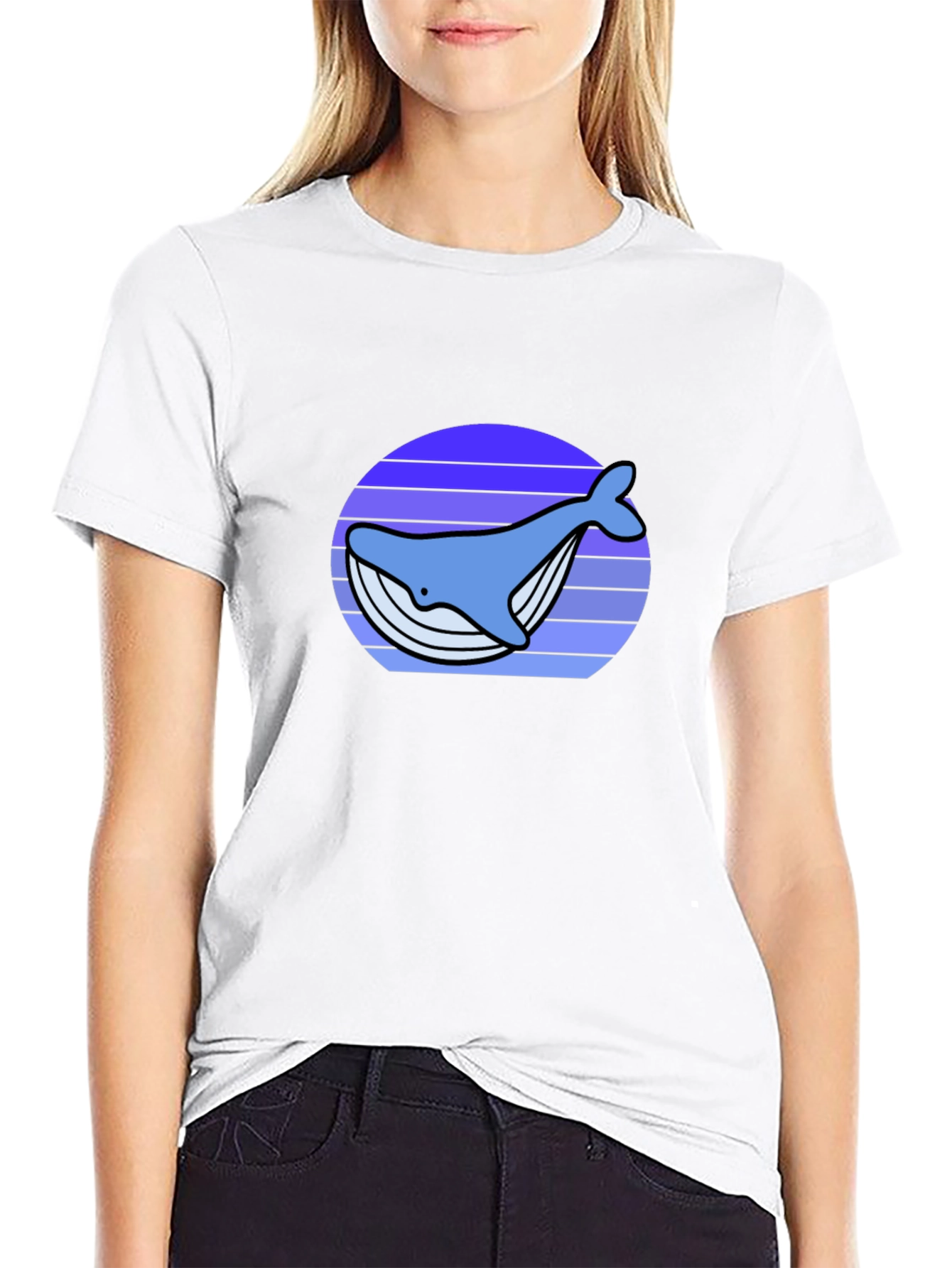 Whale Sunset Graphic Tee - Black Cotton T-Shirt