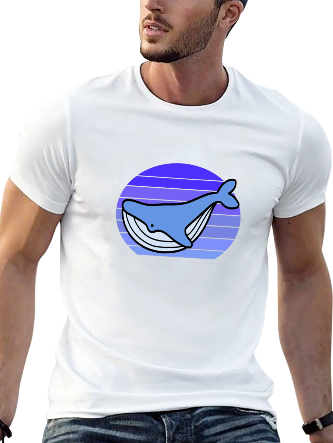 Whale Sunset Graphic Tee - Black Cotton T-Shirt