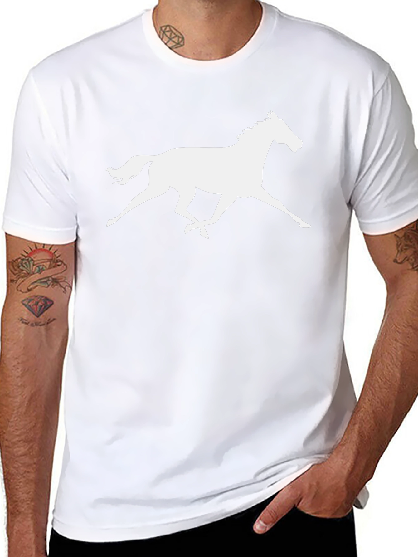 Galloping Horse Graphic Tee - Black Cotton T-Shirt