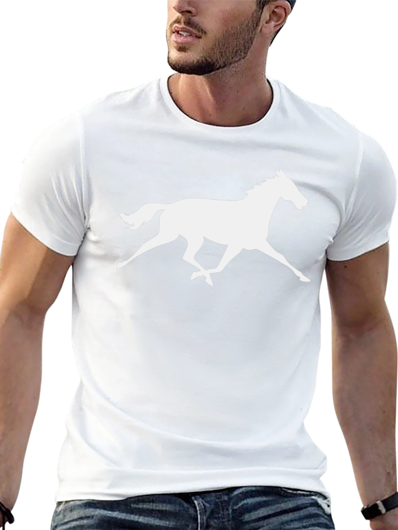 Galloping Horse Graphic Tee - Black Cotton T-Shirt