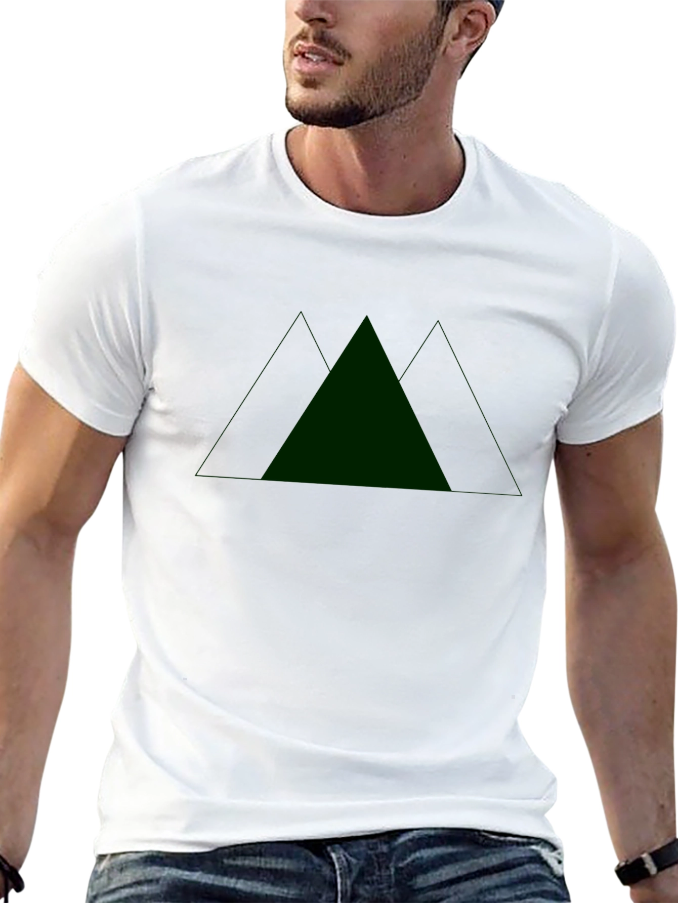 Black T-Shirt with Green Mountain Design