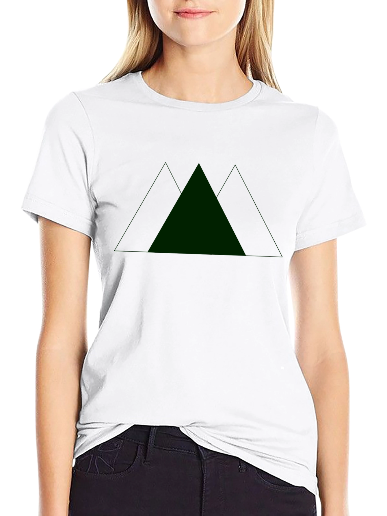 Black T-Shirt with Green Mountain Design