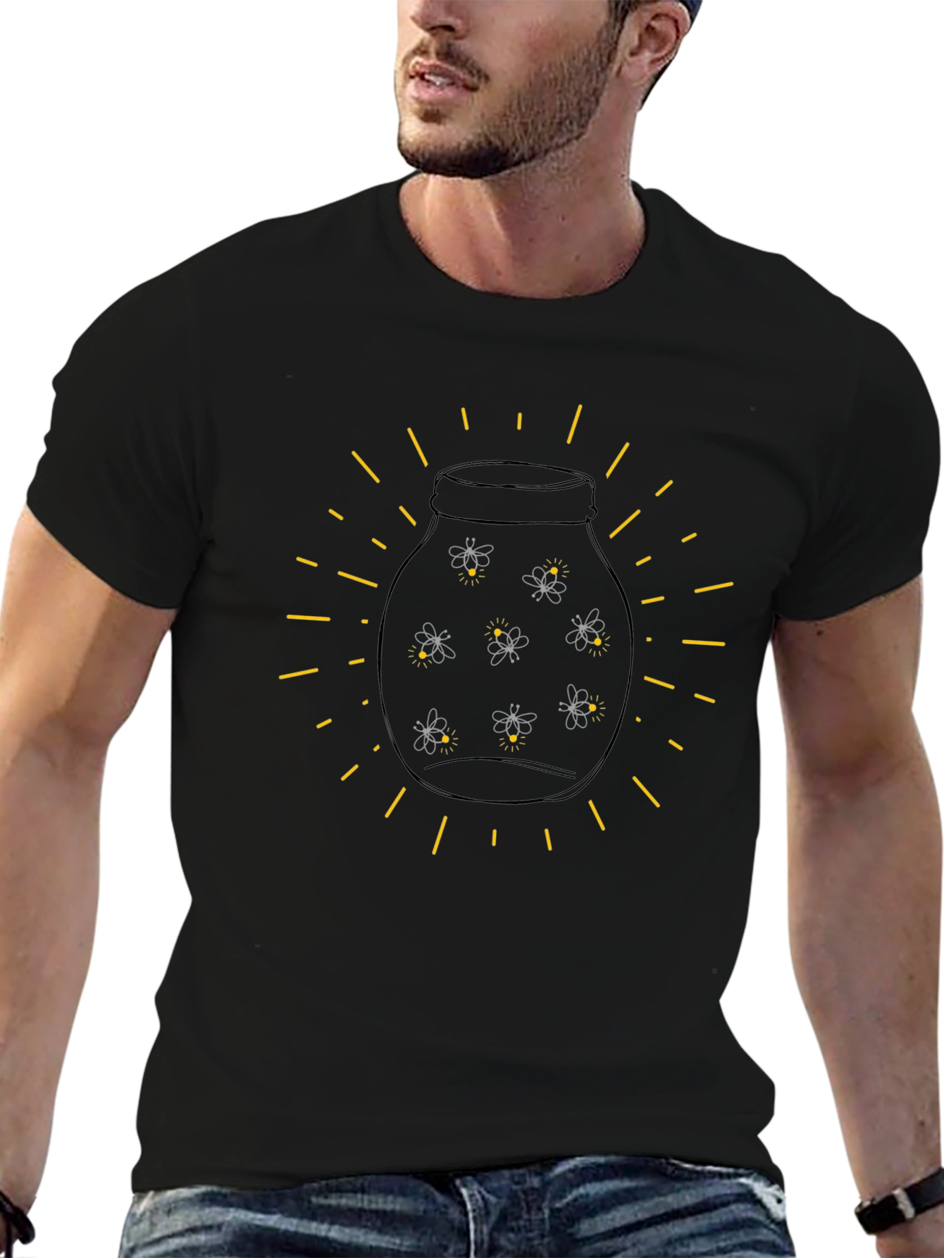 Firefly Jar Graphic Tee - Soft Black Cotton Shirt