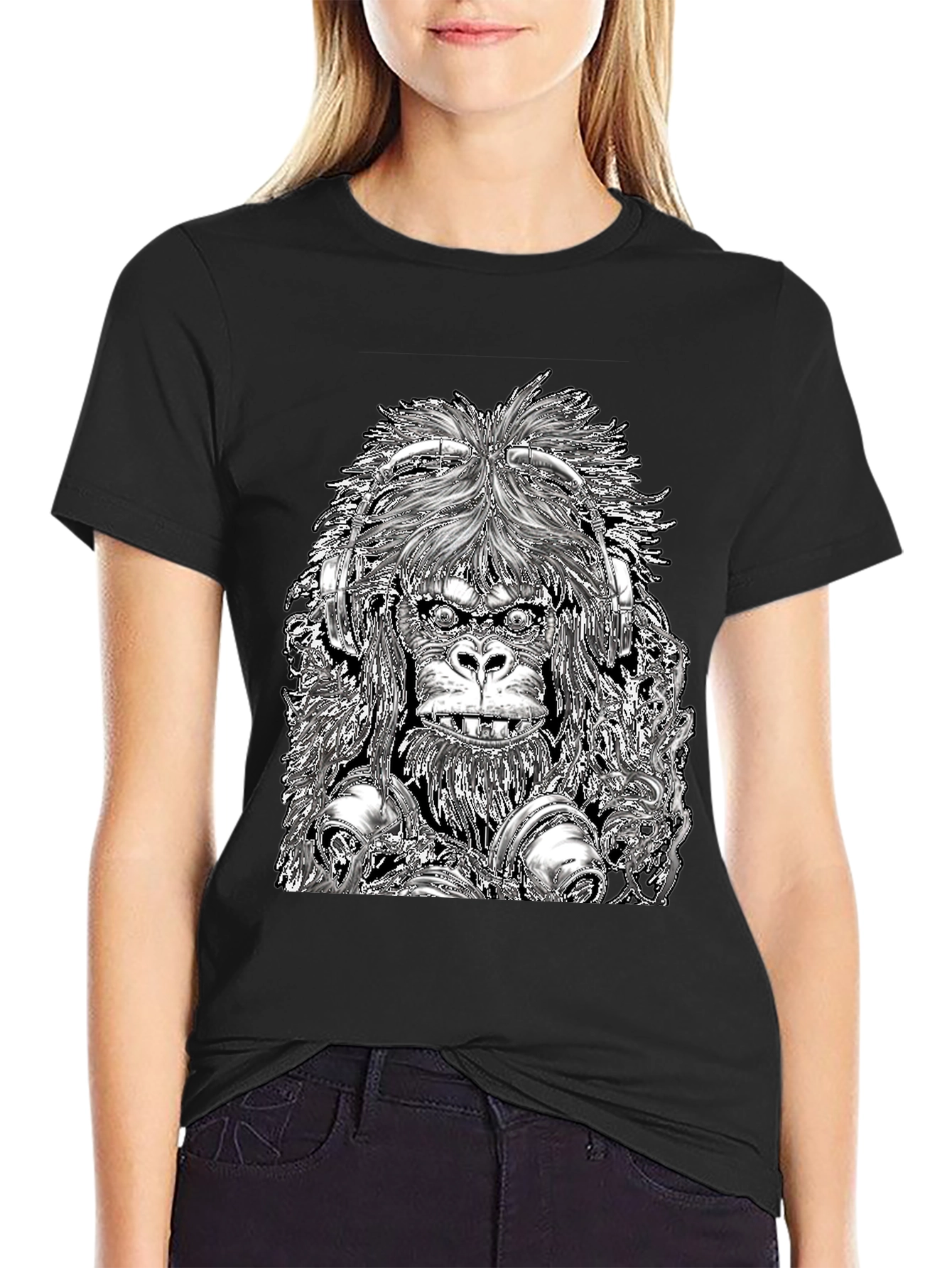 DJ Gorilla Graphic Tee - Black Cotton Blend
