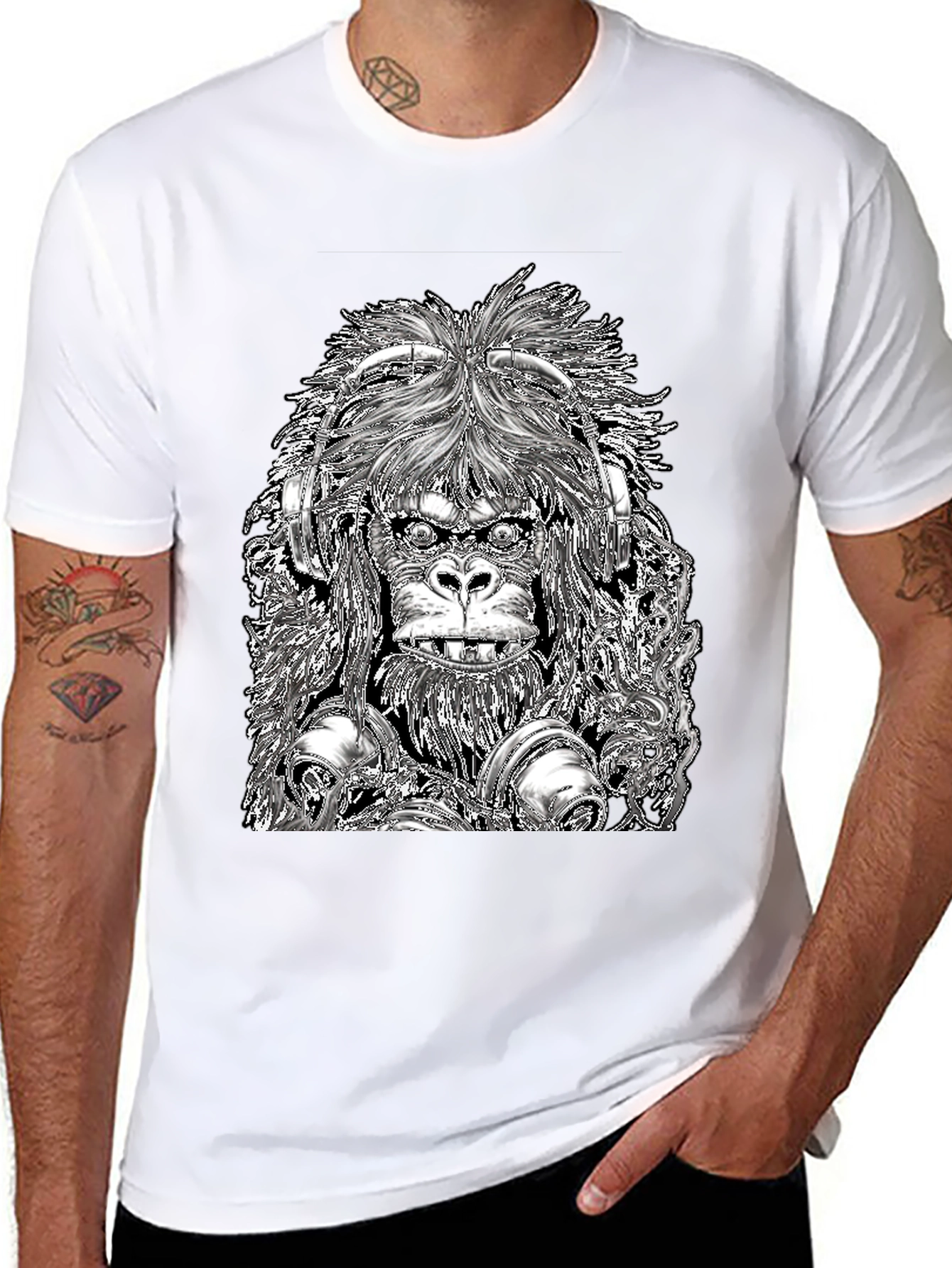 DJ Gorilla Graphic Tee - Black Cotton Blend
