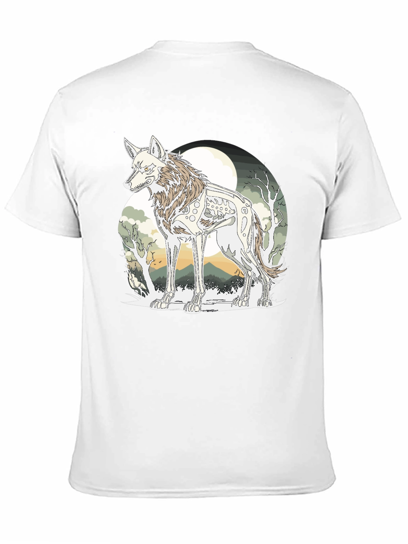 Wolf Skeleton Graphic Tee - Unique Print T-Shirt