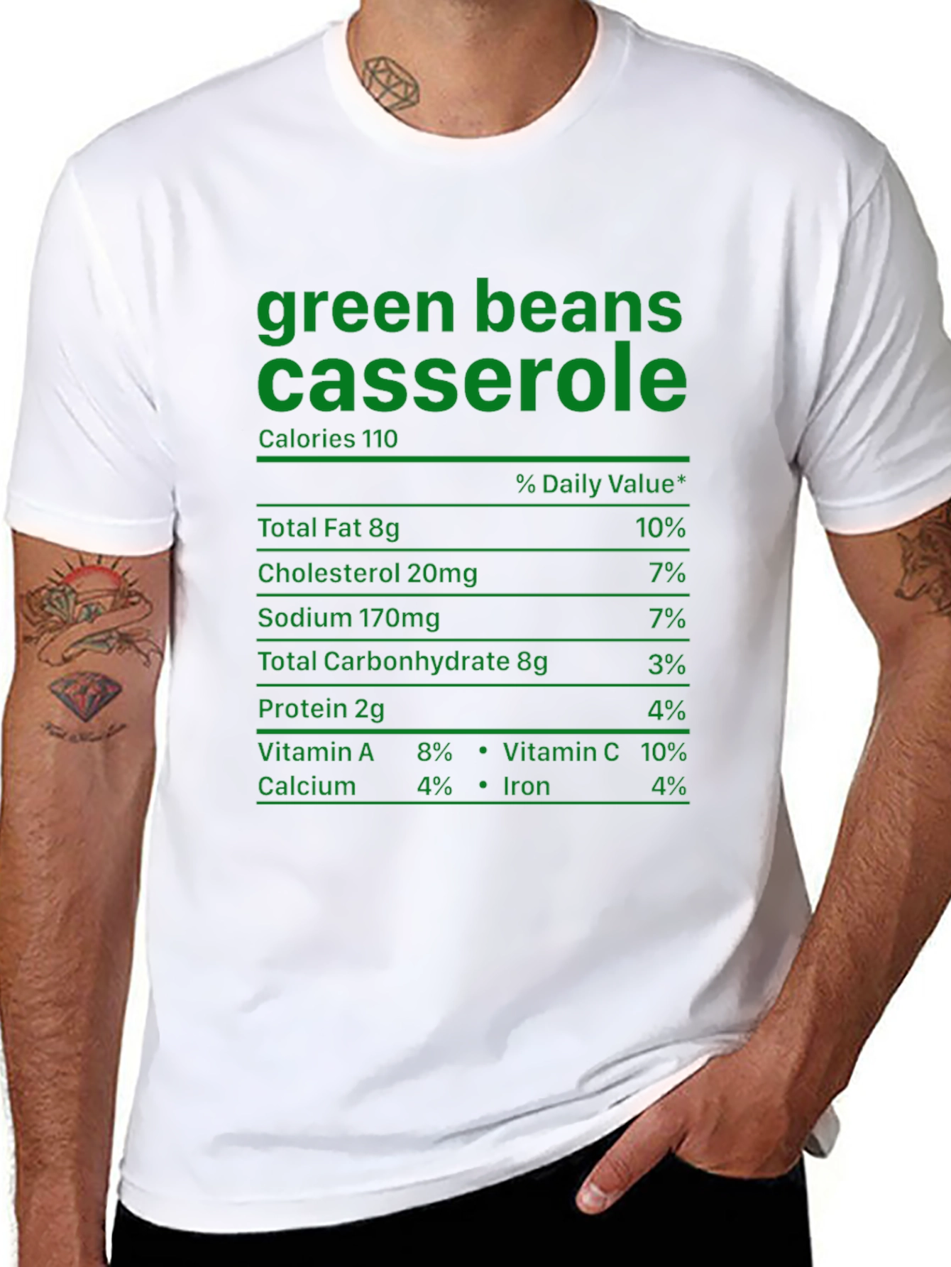 Green Bean Casserole T-Shirt - Nutrition Facts Funny Tee