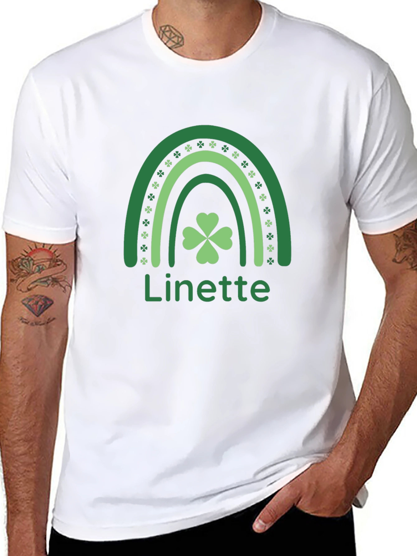 St. Patricks Day Linette Rainbow Shamrock T-Shirt