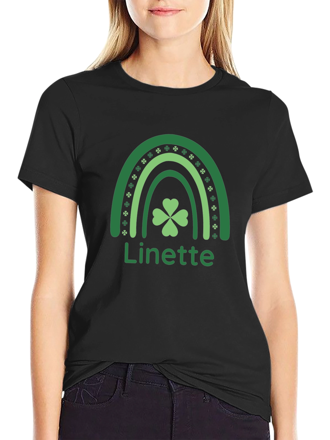 St. Patricks Day Linette Rainbow Shamrock T-Shirt