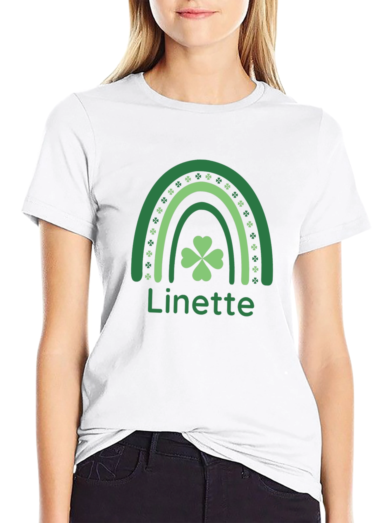 St. Patricks Day Linette Rainbow Shamrock T-Shirt
