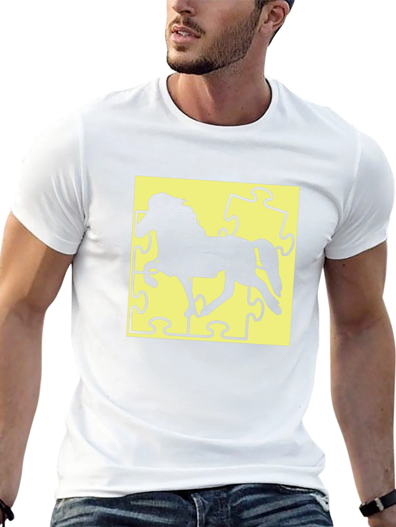 Puzzle Horse Black T-Shirt