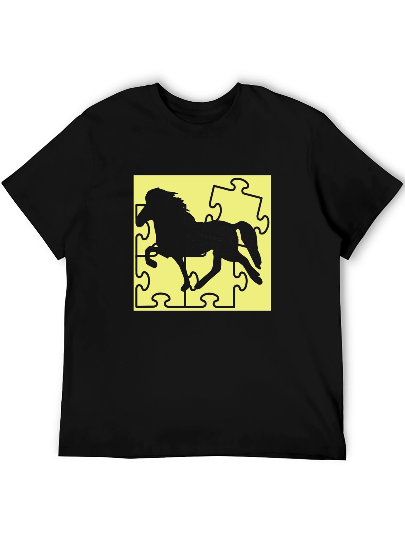 Puzzle Horse Black T-Shirt