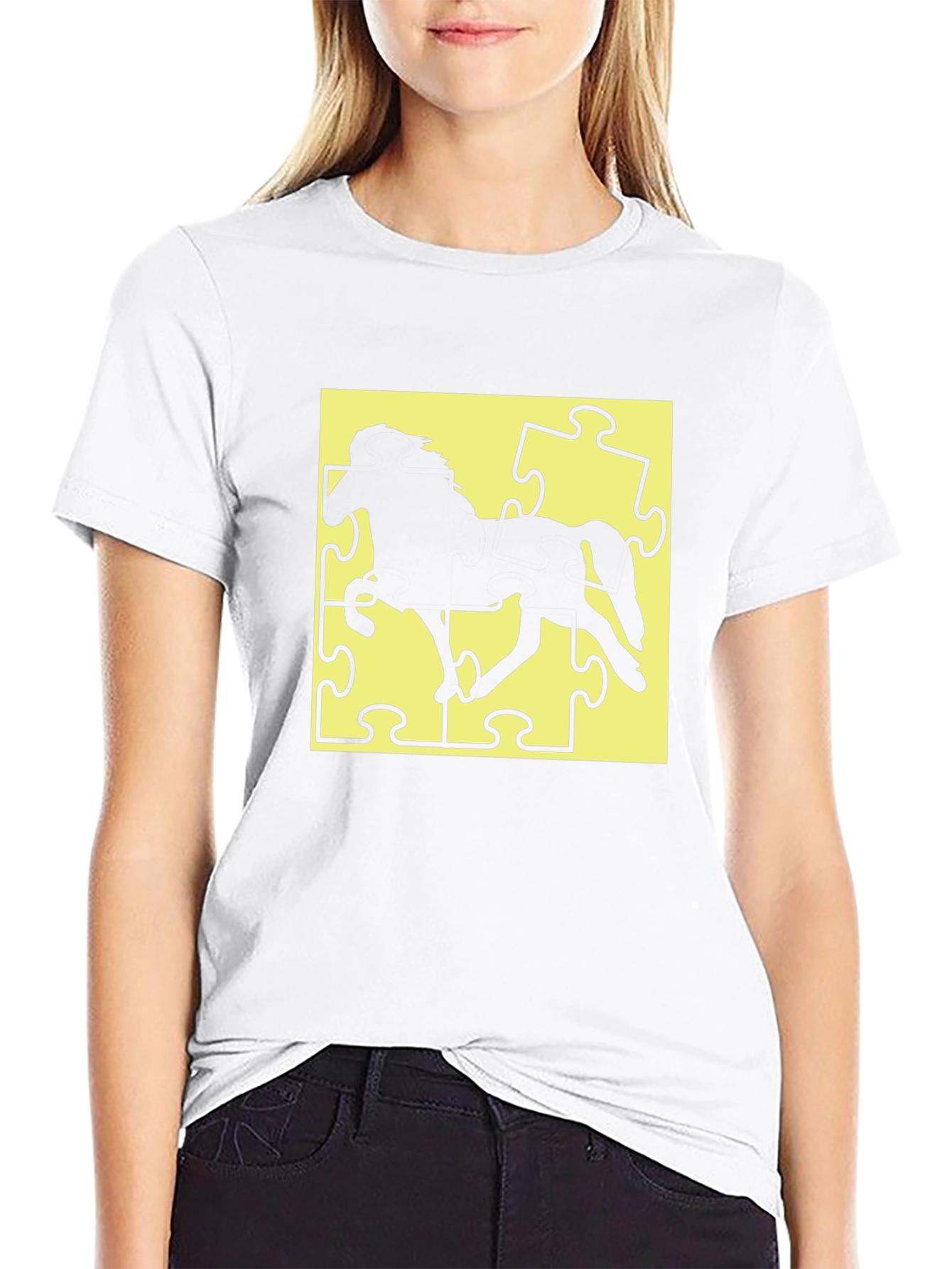 Puzzle Horse Black T-Shirt