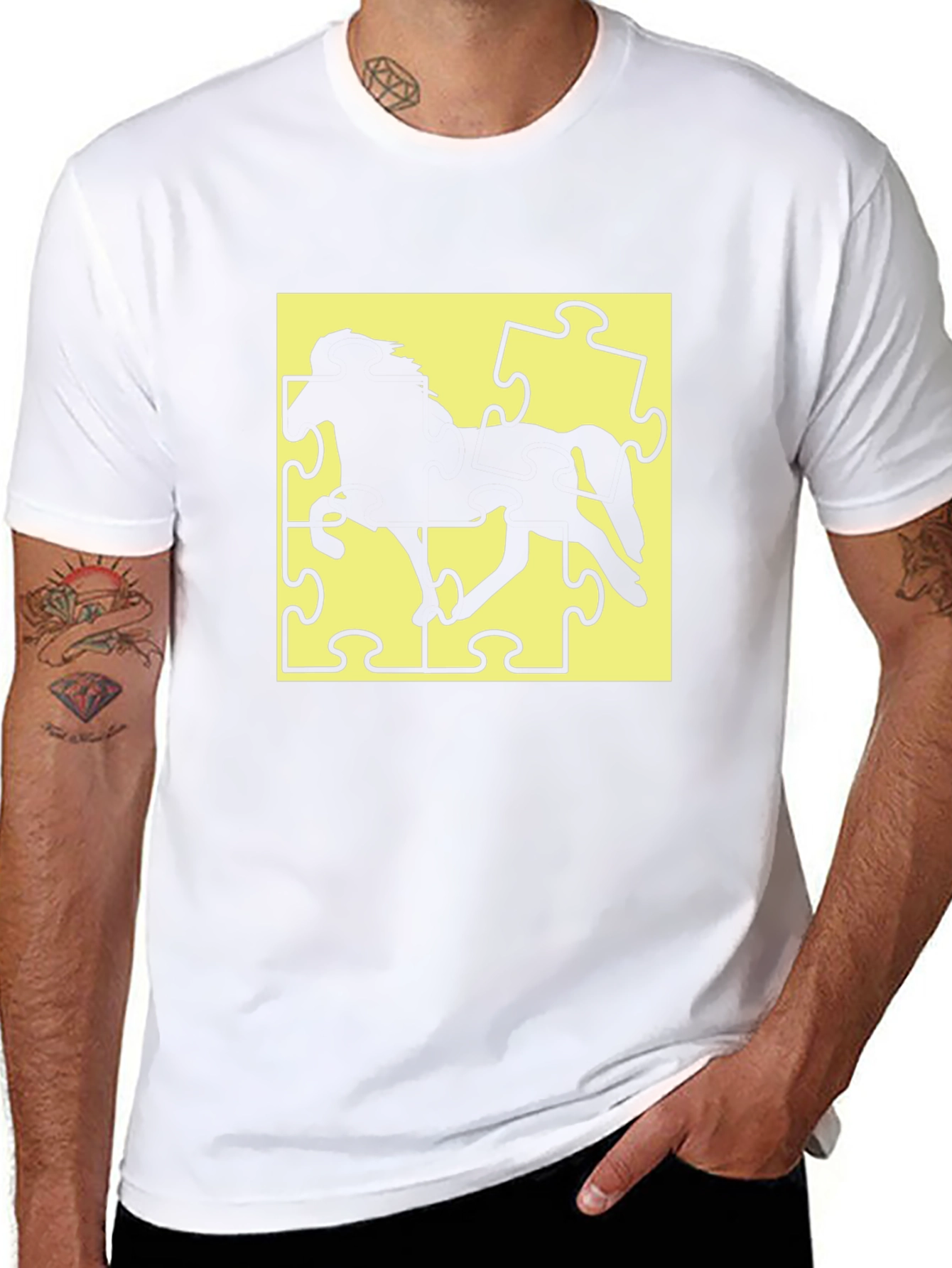 Puzzle Horse Black T-Shirt