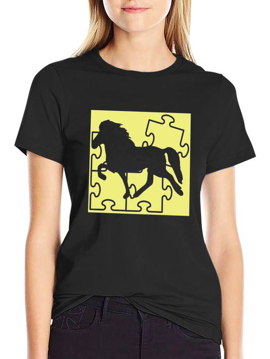 Puzzle Horse Black T-Shirt